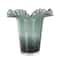 Green Glass Floral Tulip Inspired Ombre Vase with Wavy Opening
